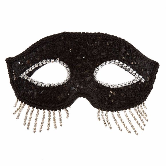 Halloween Fringe Mysterious  Accessories Costumes Eyes Black Mask One Size New - Picture 2 of 7